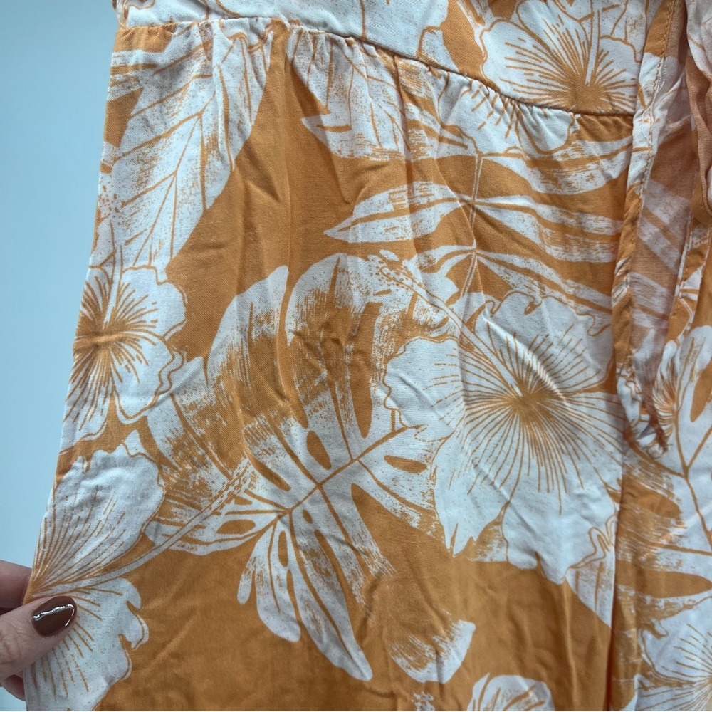 Roxy High-waist Orange & White Floral Wide Leg Flowy Hawaiian Pants Size Large - Picture 8 of 12